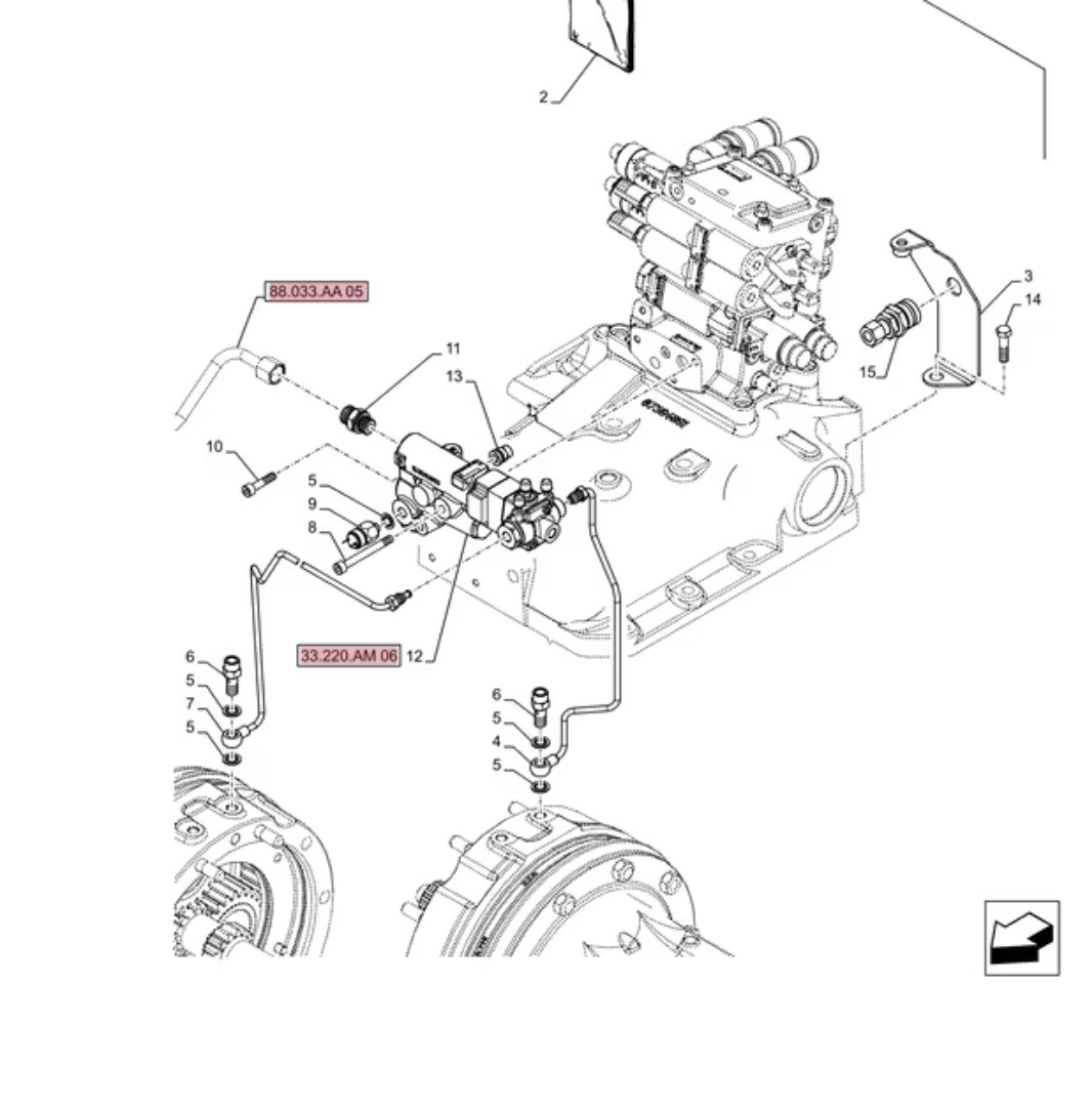 CASE Hydraulisches Bremsventil Satz